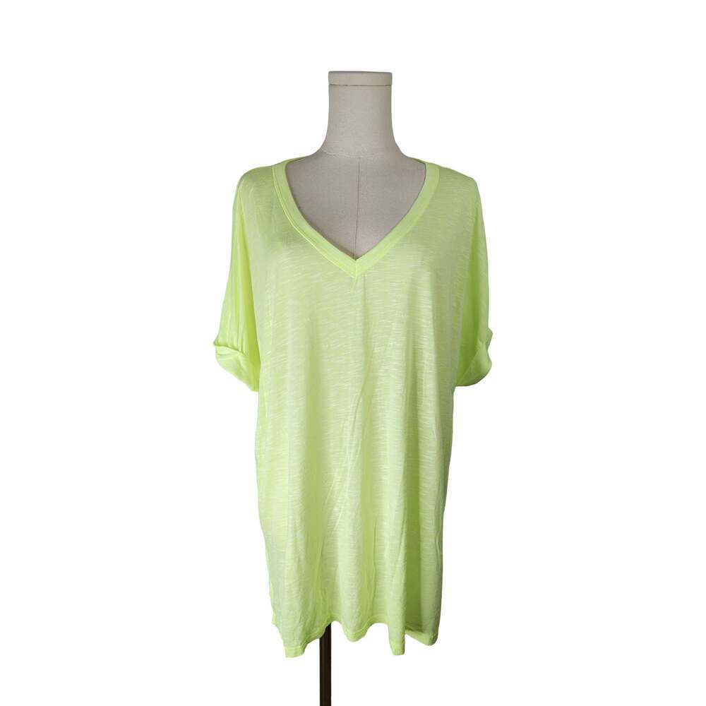 BiB! Neon Yellow V-Neck Dolman Sleeve T-Shirt Size S NWOT